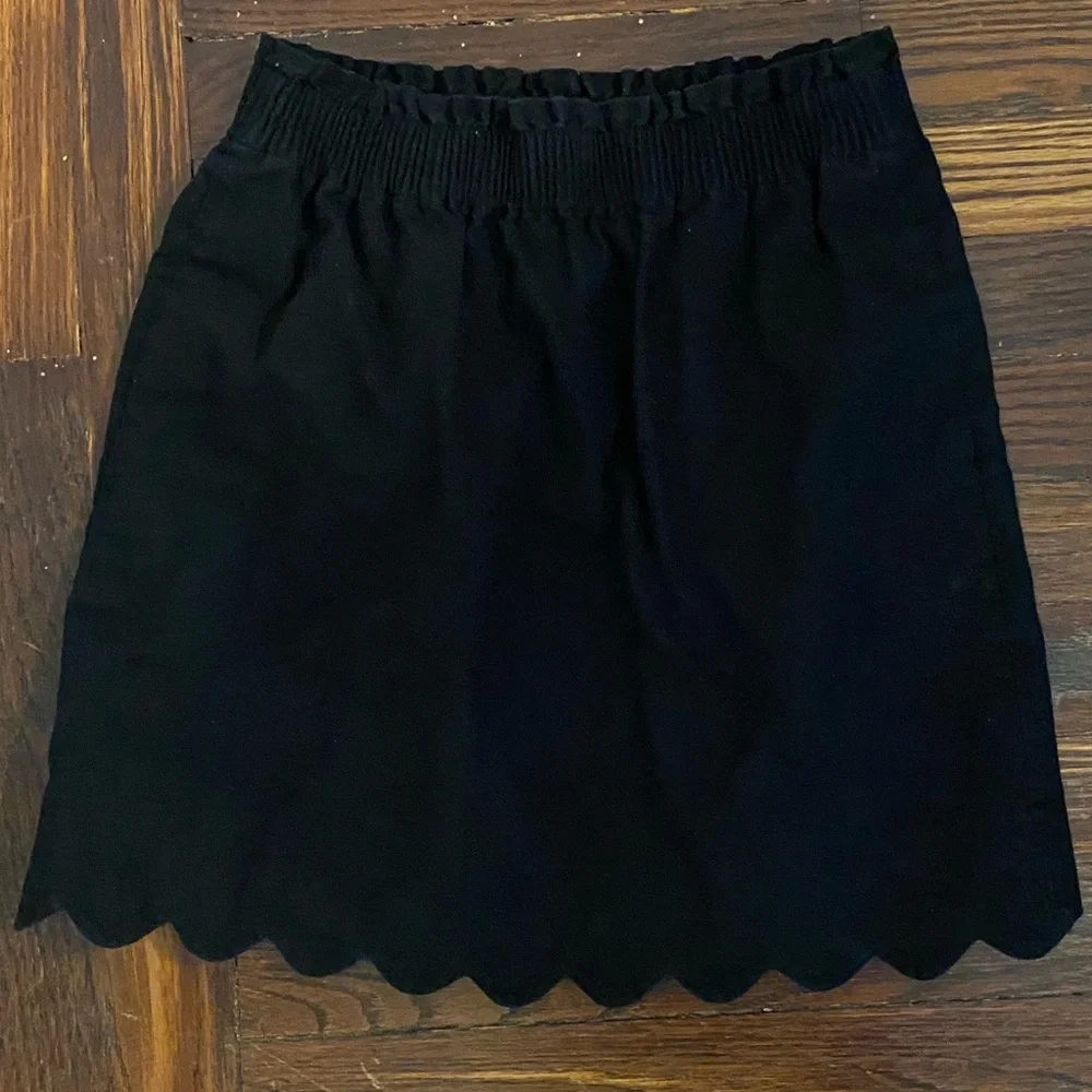 J Crew Black Scalloped City Mini Skirt